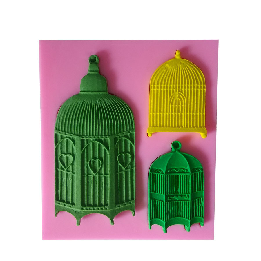 3pcs复古鸟笼 翻糖硅胶模具 巧克力蛋糕模具 烘焙工具 批发