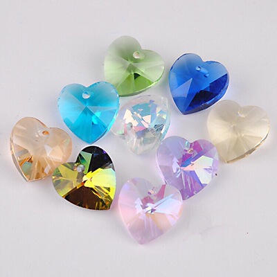 批发单孔桃心水晶爱心玻璃钻 饰品配件 水晶珠帘挂件