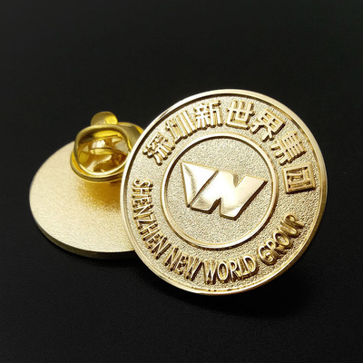 深圳新世界集团司徽 纯铜压冲镀金司徽制作 企业logo徽章制作
