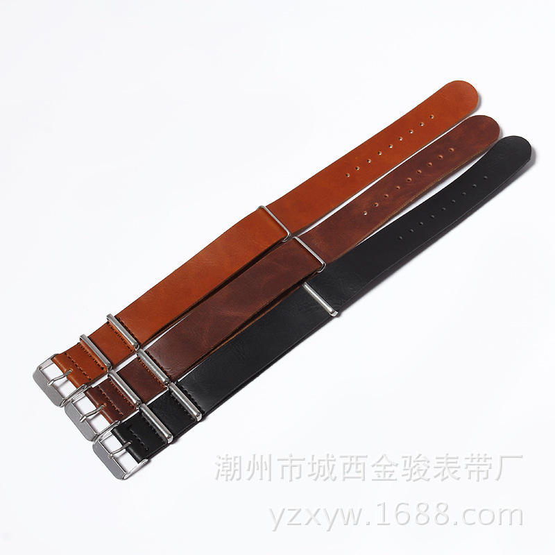 Leather Strap Pu Watch with Steel Three-Ring Pin Buckle Men's Long Strap Black Brown Spot Supply...