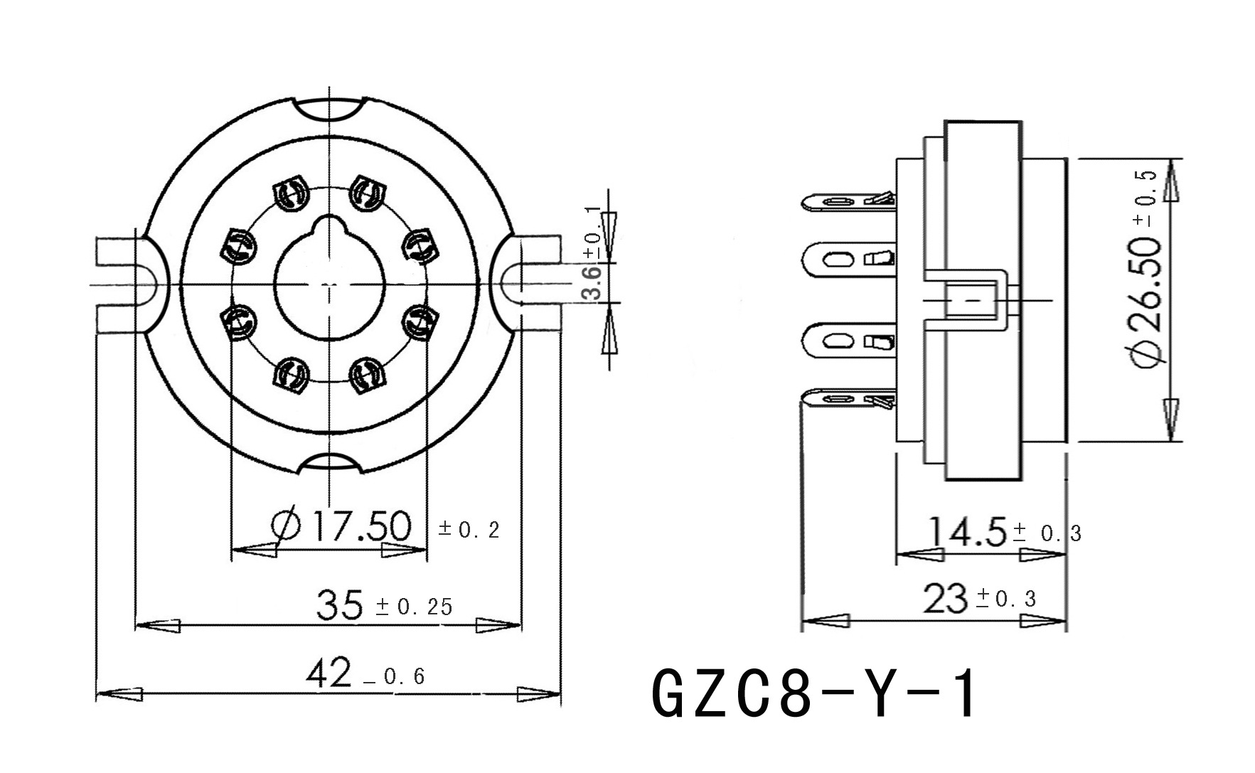 陶瓷8脚电子管座 gzc8-y-1 适kt88 6550 el34 6p6p 6v6电子管座