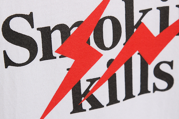 2017新款潮牌smoking kills短袖t 联名闪电吸烟标志短袖t恤男女潮