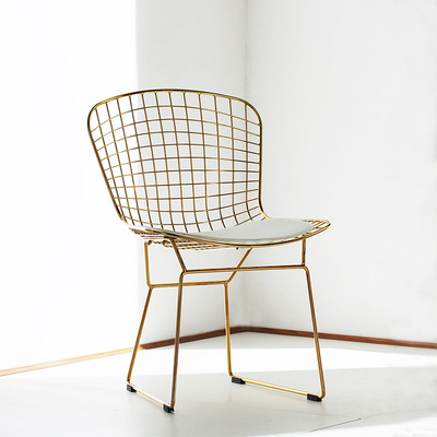 创意镂空铁丝网椅钢丝透气电脑椅户外背靠椅 钻石金刚椅 铁艺餐椅