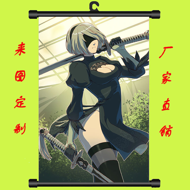 漫展热卖动漫周边 尼尔动漫挂画卷轴挂画艺术布画来图定制批发