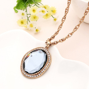 x0401韩版搜款网状玻璃项链 时尚气质衣服配饰毛衣链吊坠装饰挂件