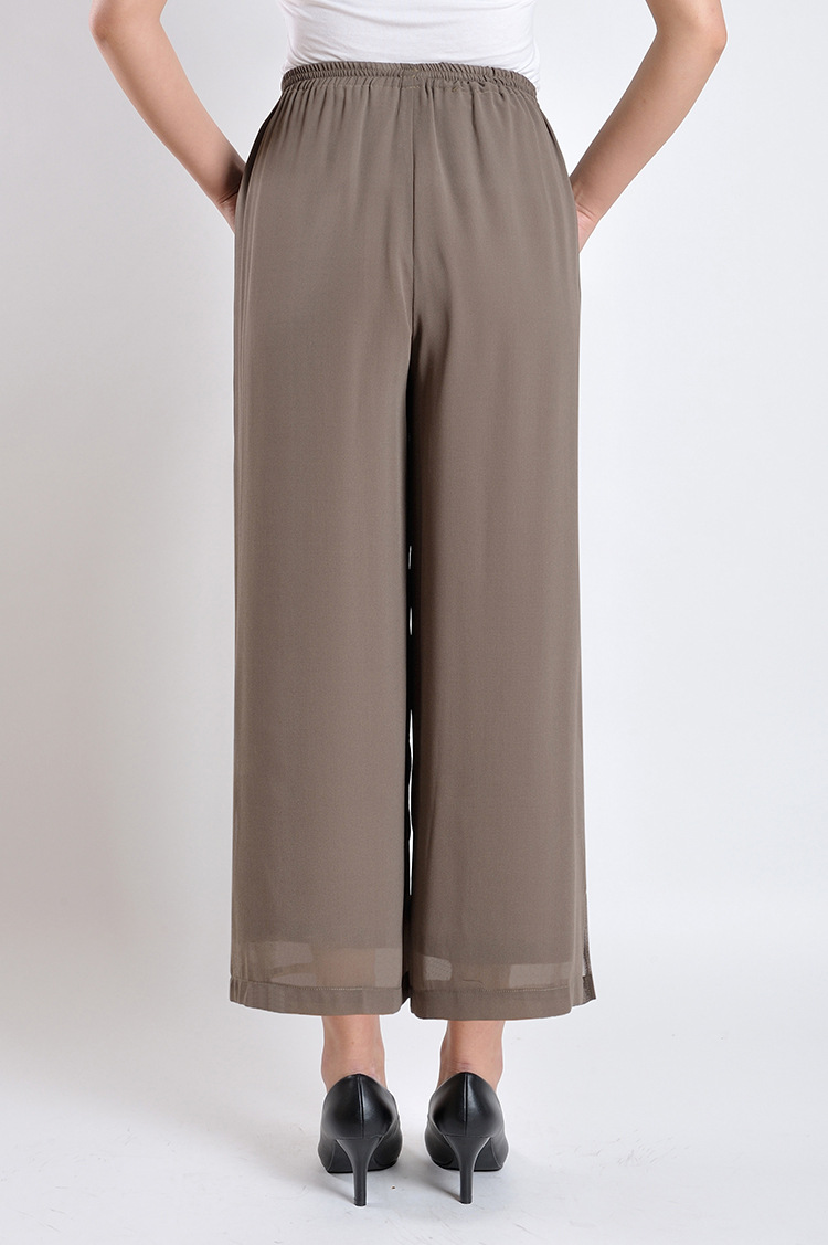 新款200斤特大码中老年女甩裤加肥加大胖妈妈夏季雪纺八分阔腿裤