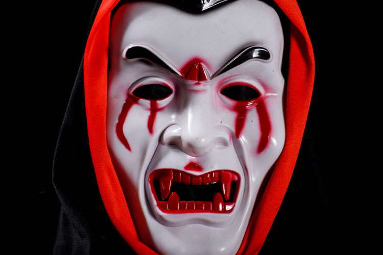 万圣节化妆舞会恐怖鬼脸面具搞怪恶魔七窍流血红头巾吸血鬼面具