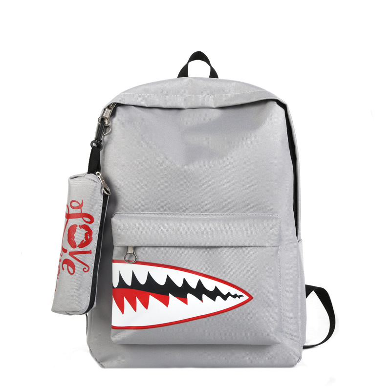 2017新款鲨鱼嘴双肩背包时尚韩版男女式双肩包学生书包批发一件代