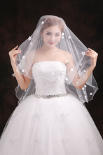 新娘头纱韩式蕾丝花瓣头纱长软短款影楼拍照用结婚头纱