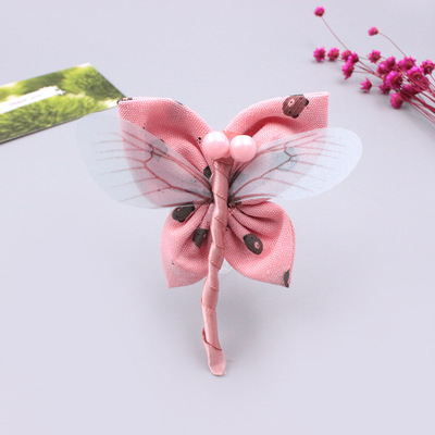 韩国立体布艺蝴蝶蜻蜓夹鸭嘴夹头饰多色发夹小夹子儿童发夹萌萌哒