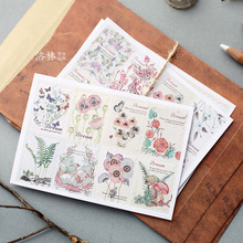 A18 韩国贴纸 复古手绘花卉植物类 纸质装饰贴纸 日记手账贴纸