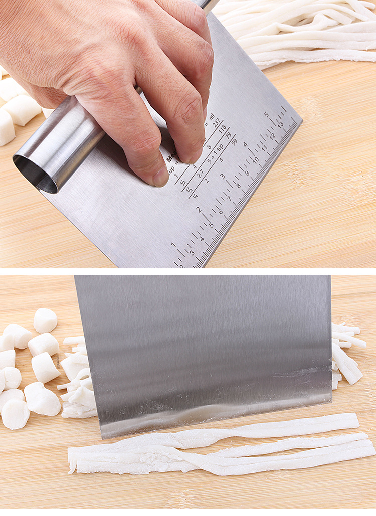 不锈钢带刻度切面刀 实用型削面刀面粉刮烘焙工具肠粉刮刀现货