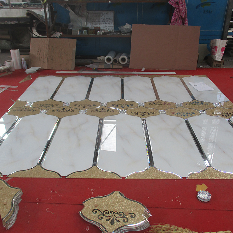 焕彩艺术玻璃 定做拼镜艺术玻璃 拼镜背景墙 彩绘玻璃 厂家直销