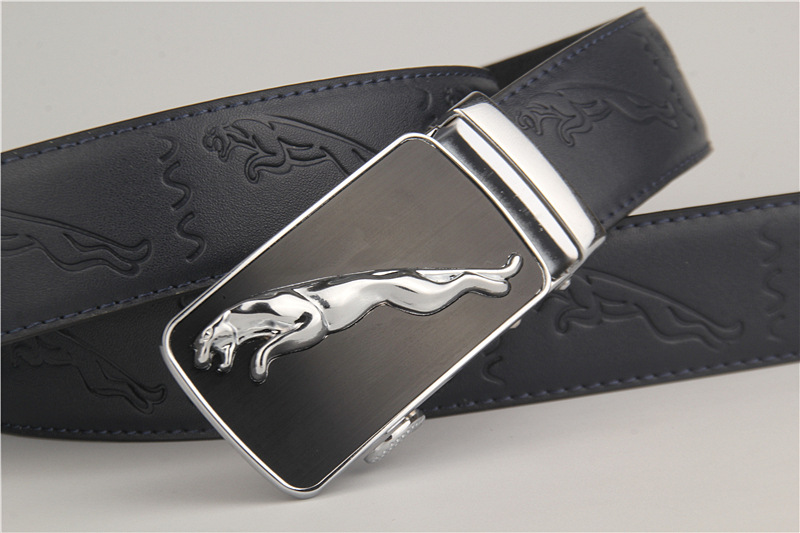 男士自动扣皮带 压花豹子头层皮腰带 男式真皮商务自动扣裤带