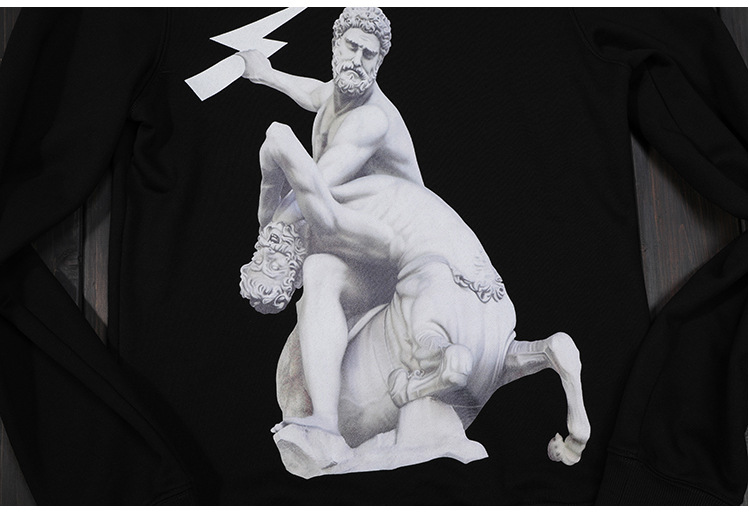 半人马纯棉男式t恤潮男加厚长袖卫衣秋冬黑色