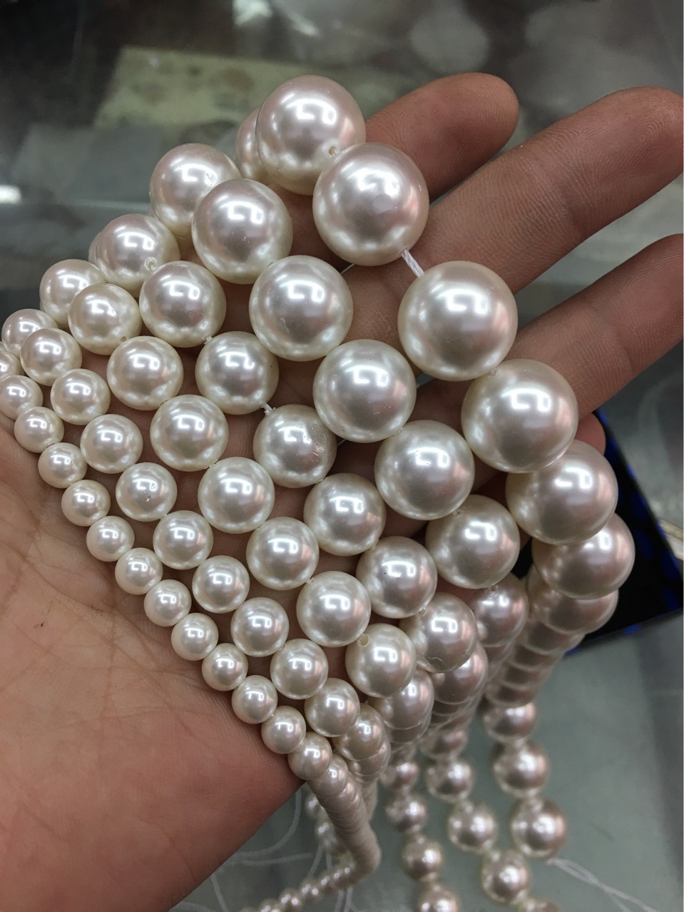 厂家直销天然贝珠贝宝珠贝壳仿珍珠色手工串珠diy配件散珠白2一20