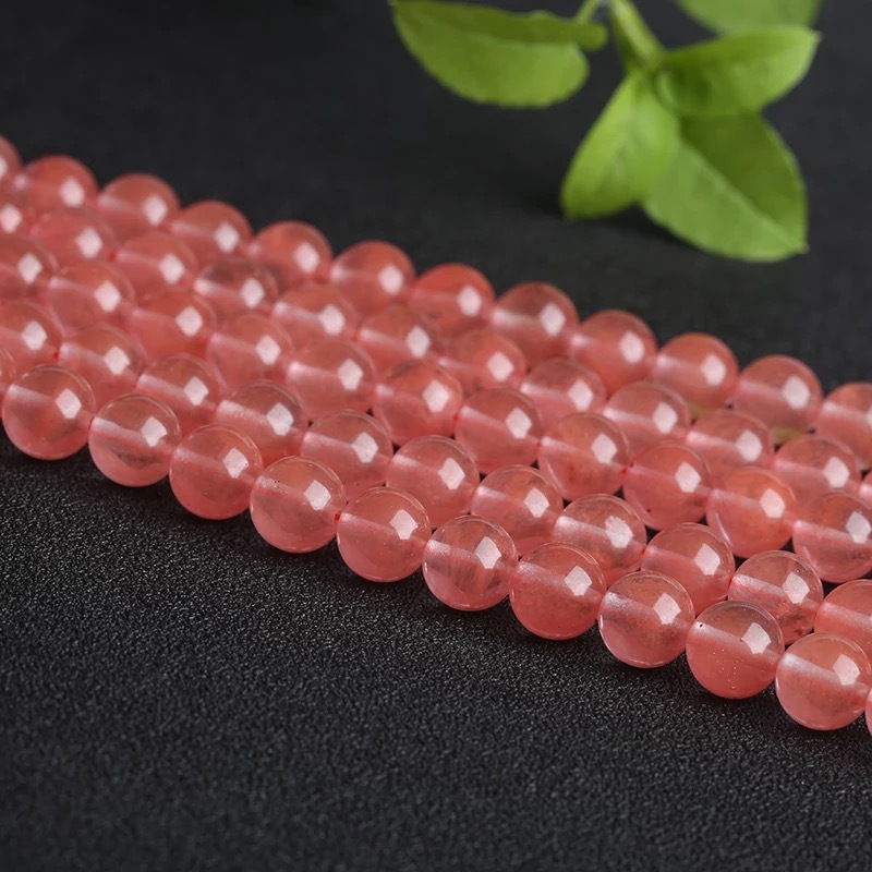 手工饰品西瓜水晶系列西瓜红圆珠散珠diy手链项链半成品厂家批发