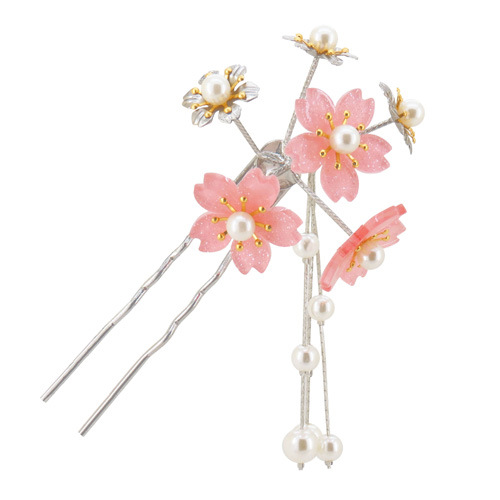 产地货源新款亚克力发簪古风简约日本和服樱白花簪子厂家直销批发