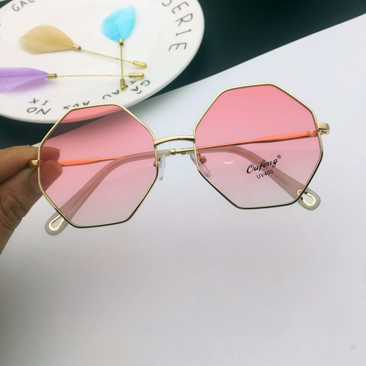 喜哥同款多边形时尚太阳镜 女 个性八边形眼镜大框眼镜框平光镜潮