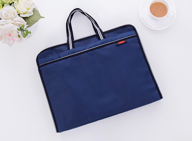手提文件袋a4双层拉链袋资料袋帆布包公文包男女士商务办公会议袋