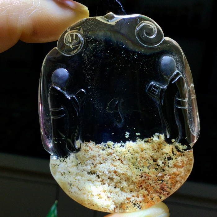 东海水晶 天然巴西黄幽灵聚宝盆悟道(参禅悟道)吊坠