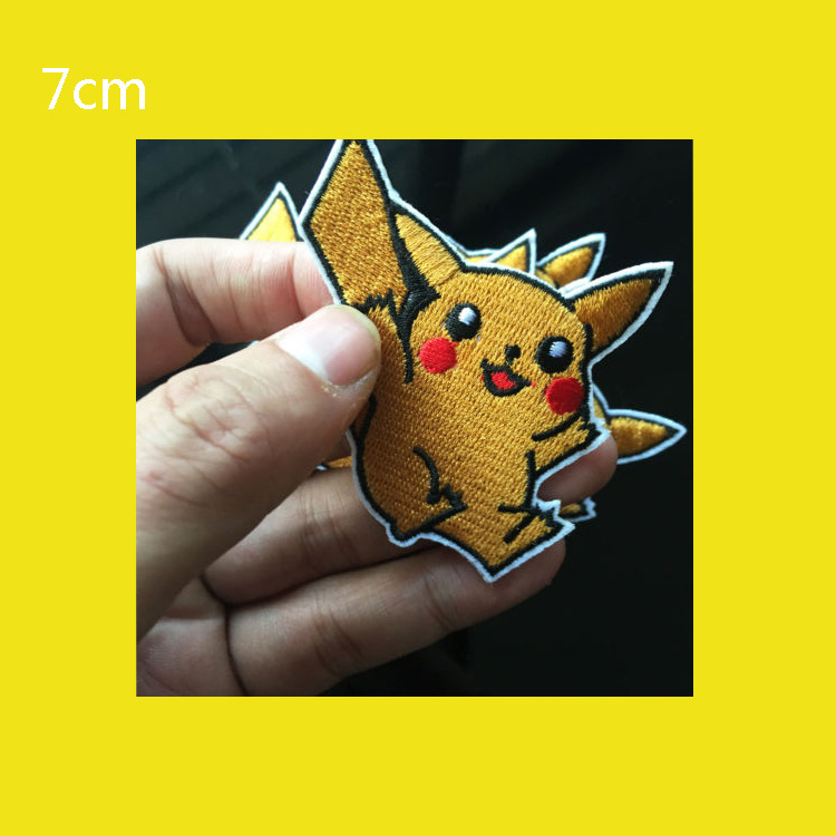 新款刺绣卡通 口袋妖怪 皮卡丘布贴辅料背胶熨烫修补羽绒服补丁贴