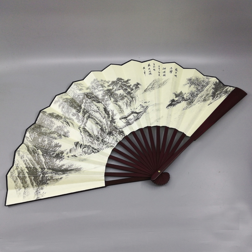 江南四大才子扇子一尺折扇 批发10寸大号双面绢扇男扇 男士绢布扇