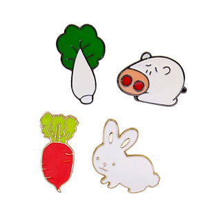 日系卡通系列 猪拱白菜 逗趣类恶搞 金属材质滴油胸针 徽章饰品