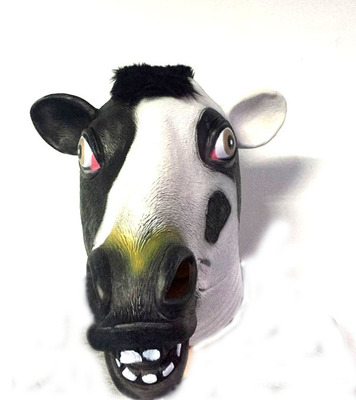 奶牛面具头套乳胶水牛头套 cos派对搞笑表演道具万圣节舞会酒吧