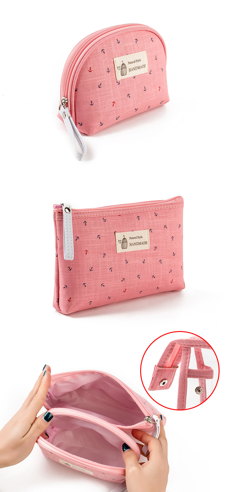 速卖通爆款女士洗漱包三件套 船锚pvc透明女式化妆包货源批发