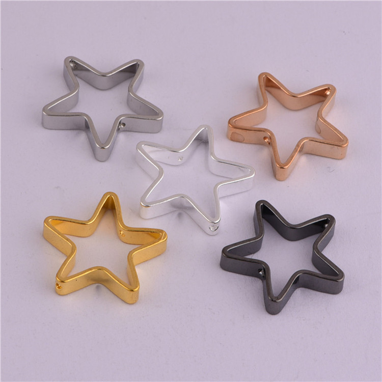 厂家热销双孔对称五角星铜圈配件diy手工个性服饰箱包挂件批发