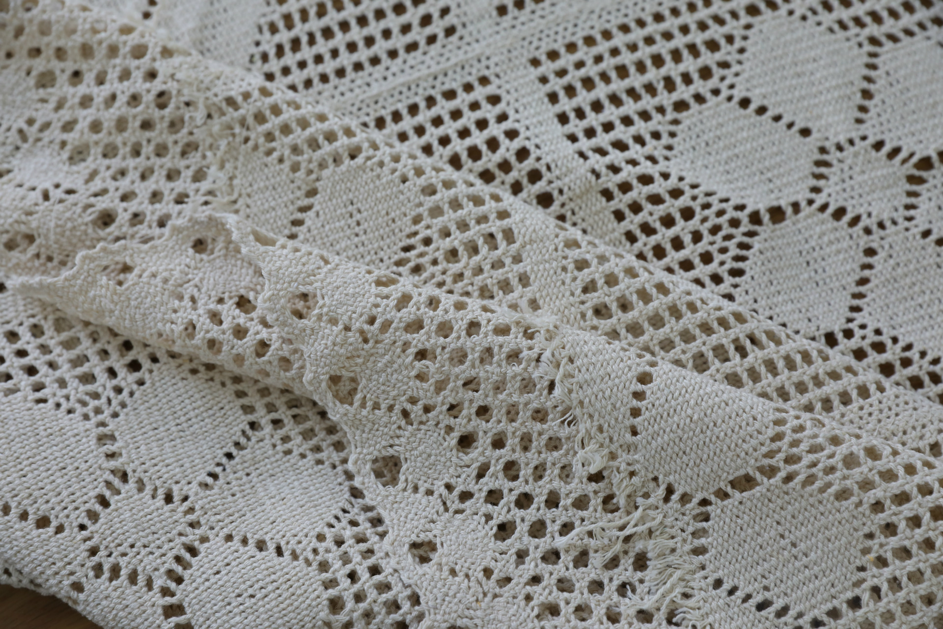 复古手工钩针花沙发巾万能盖巾台布zakka怀旧棉编织镂空布艺桌布