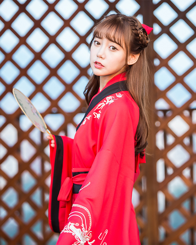 汉元素原创传统汉服女装古装绣花长袖交领上儒曲裾内群四件套秋冬