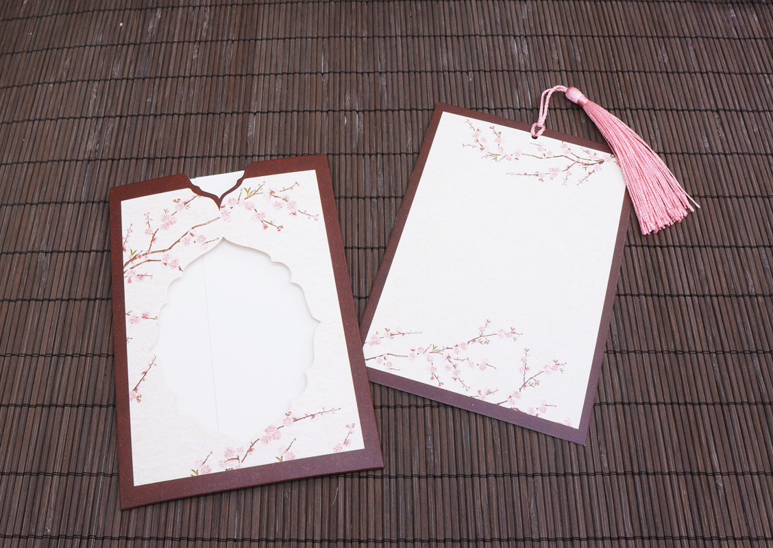 古风唯美缕空卡片抽拉式邀请卡贺卡中国风节日卡片赠品卡小卡片