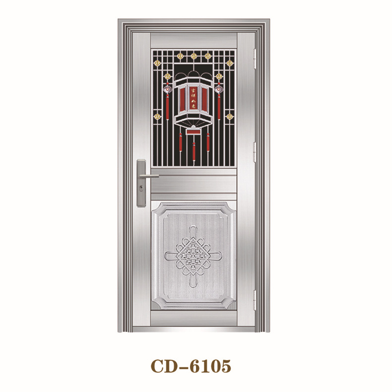 超盾门业 厂家定制304不锈钢单门 不锈钢半封玻璃网花门进户门