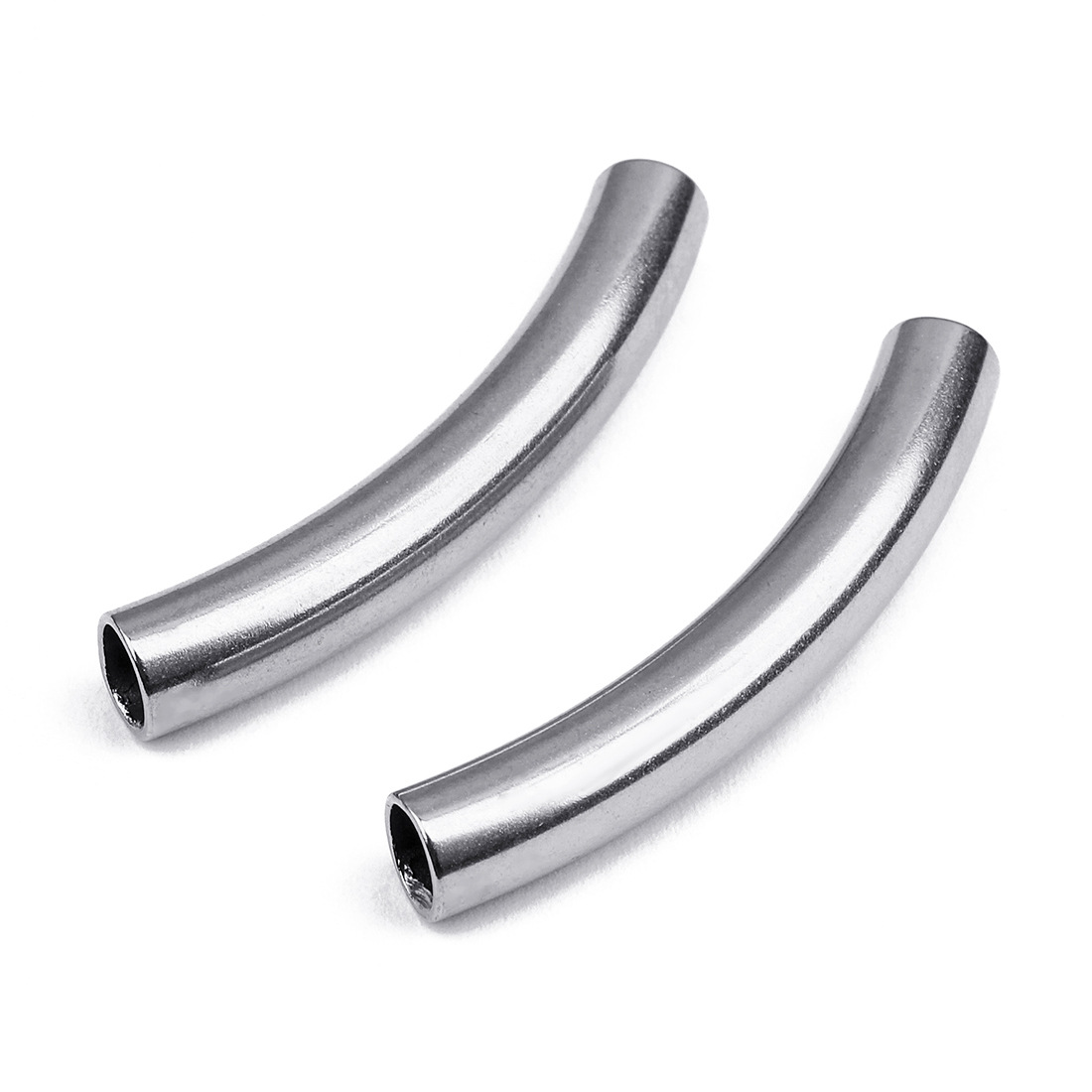 10个/包不锈钢弯管diy手工饰品材料 光面圆形直通弯管 手链配件