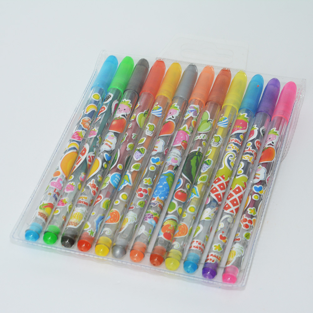 12色圆球笔金粉闪光笔 重点标记笔 儿童画点缀笔 荧光圆珠笔