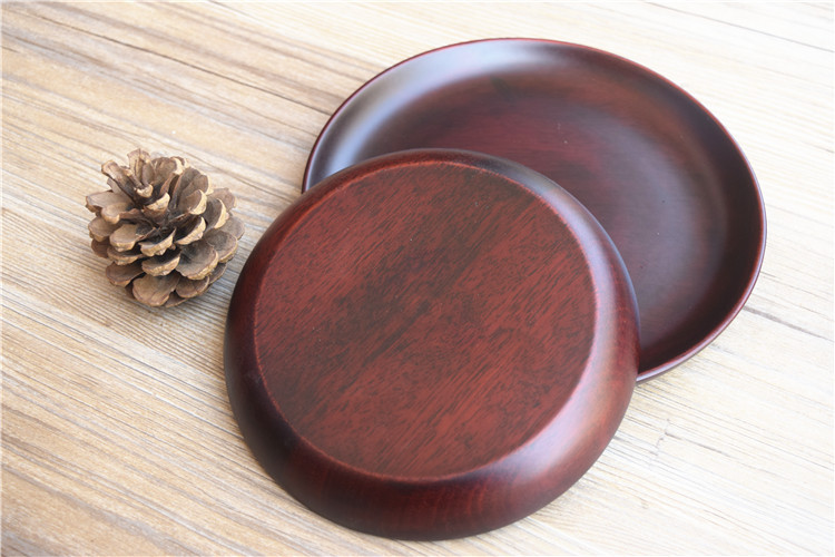 酒红色实木碟子橡木 实木杯垫 直径15 18 点心碟 果碟