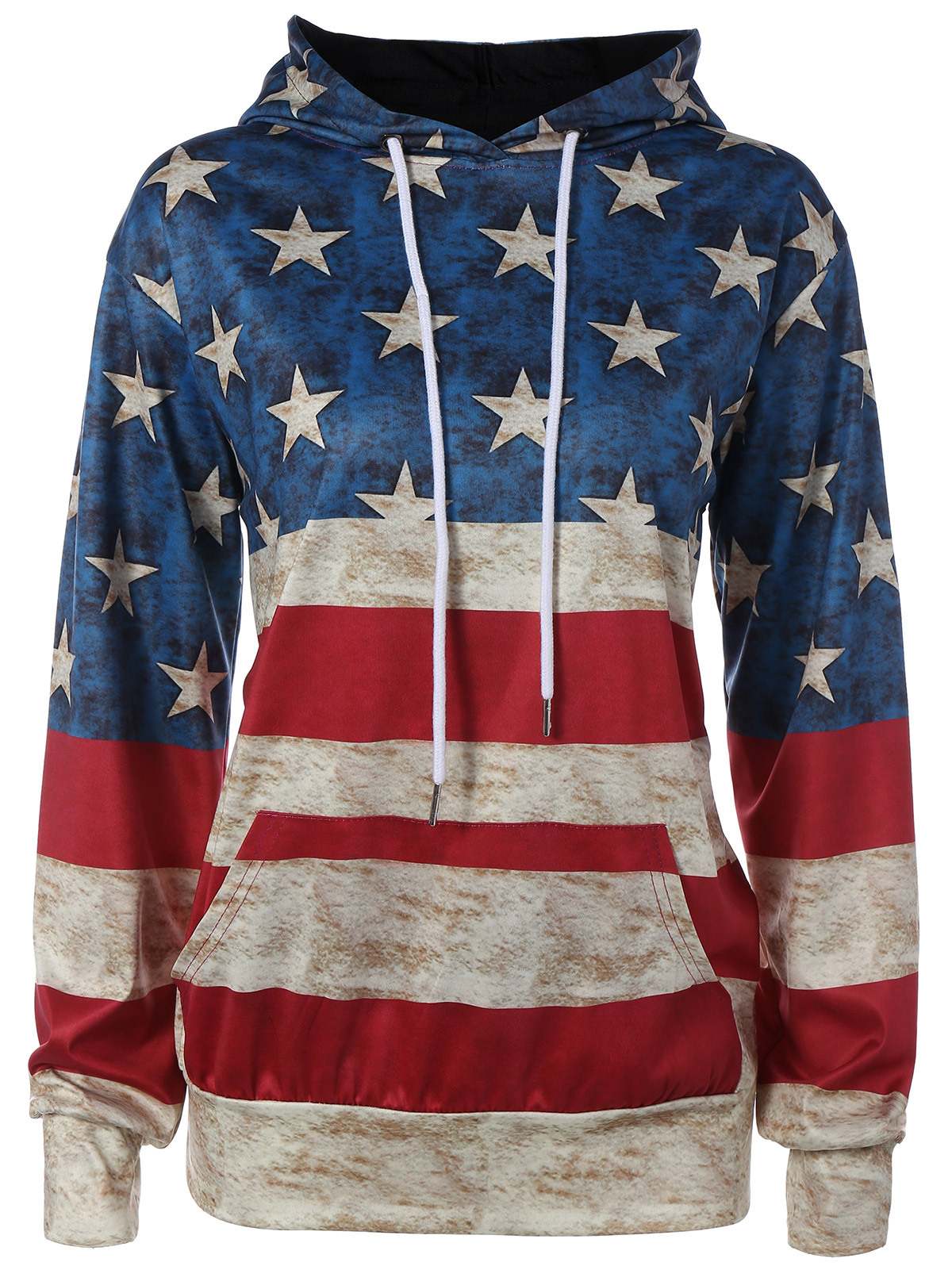 亚马逊 ebay外贸大码长袖连帽印花星条旗国旗卫衣外套男女同款