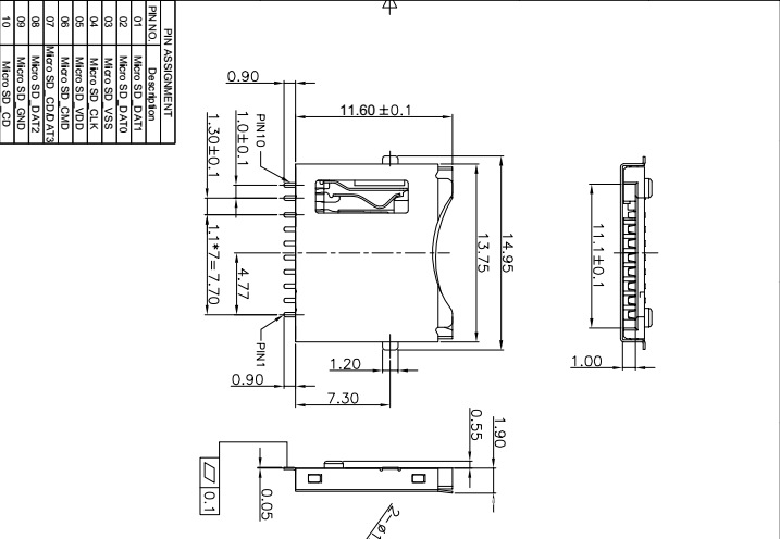 tf简易不自弹卡座 tf简易卡座miro sd卡槽不自弹tf卡座 micro卡座