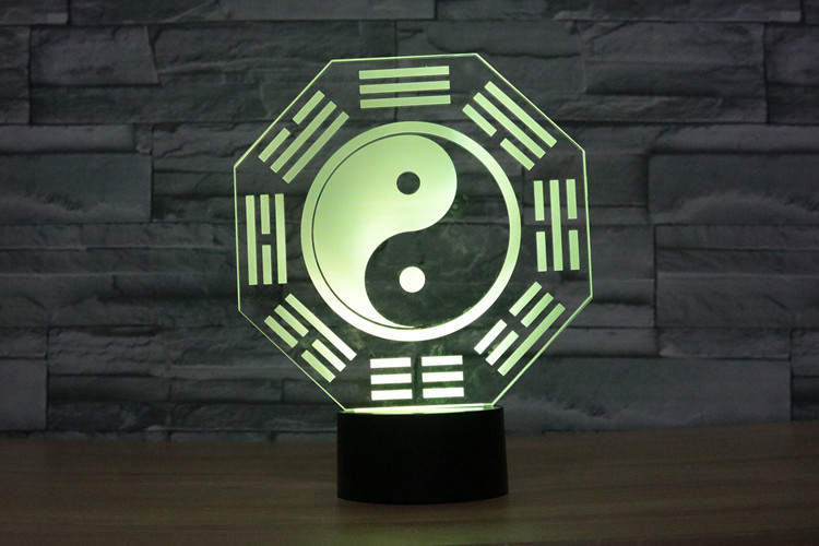 2017外贸新款八卦图3d灯 七彩触控充电led视觉灯 氛围台灯3169