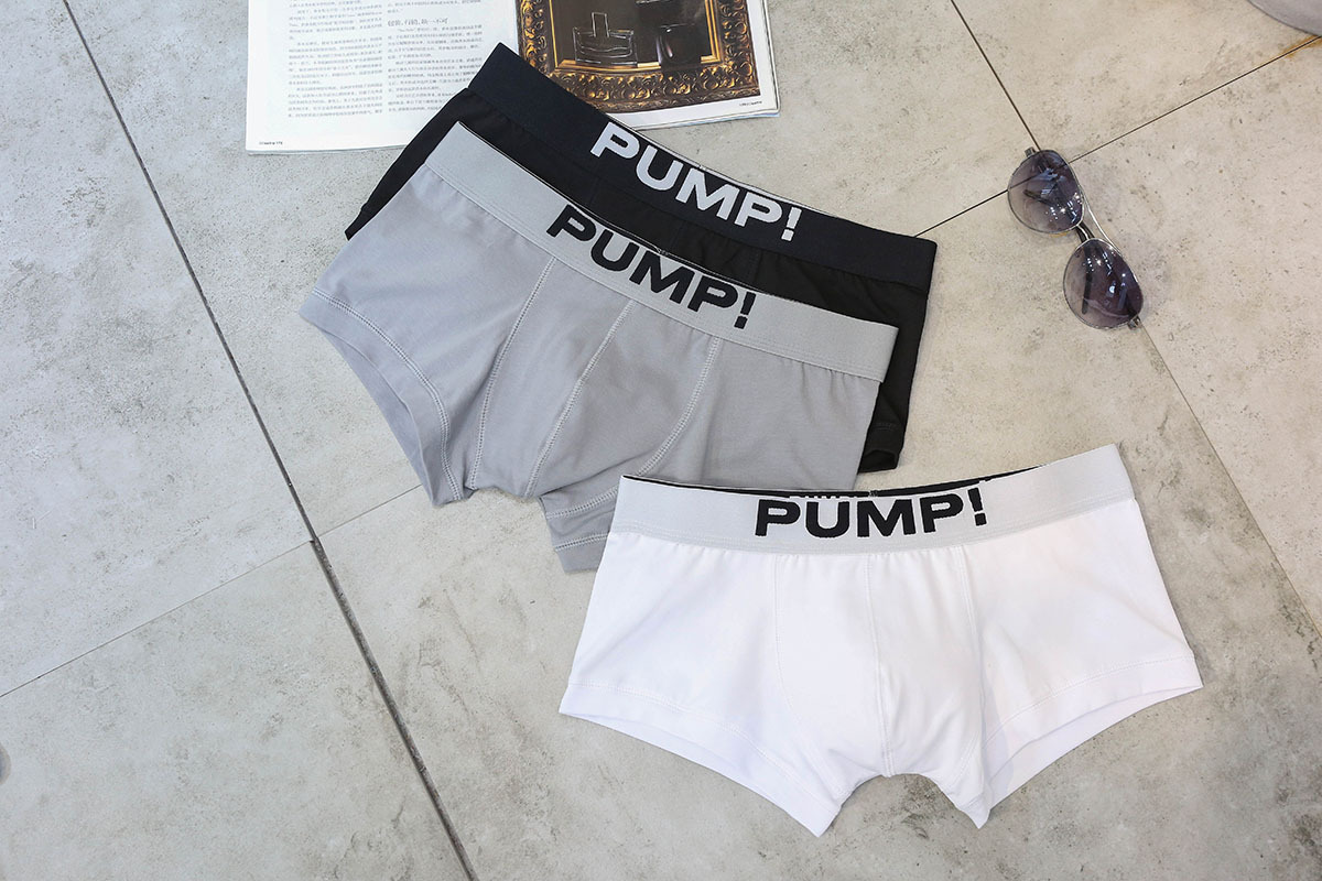 一件起批 PUMP! 纯色棉男士经典平角内裤 干爽透气 淘宝 ebay