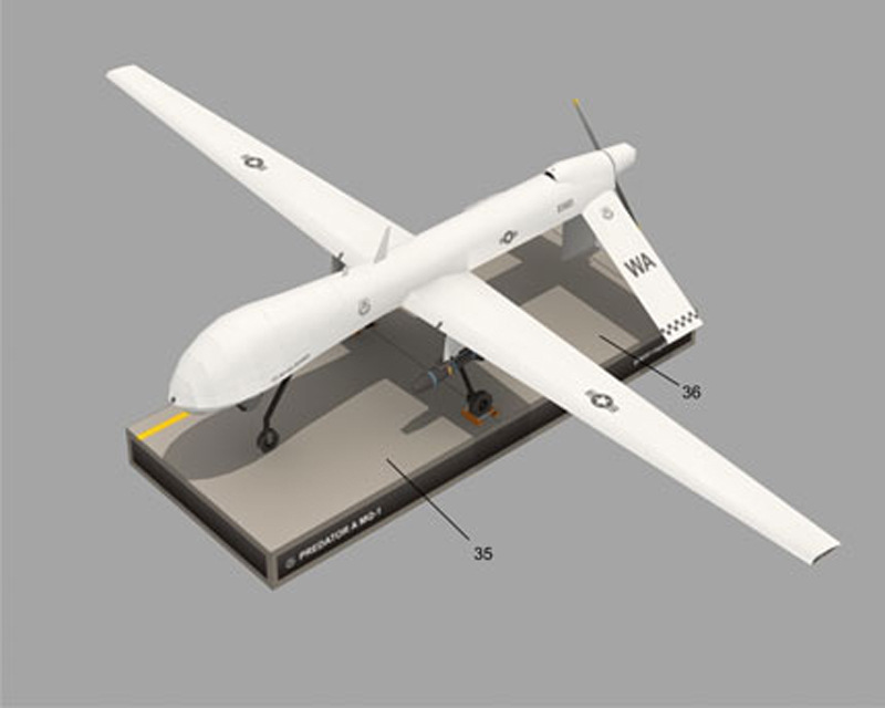 1:24 美国mq-1捕食者无人攻击机 纸模型 飞机模型 手工diy