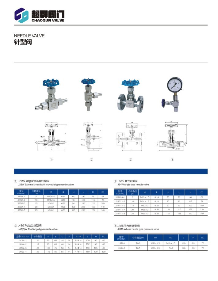针型阀型号及规格图片