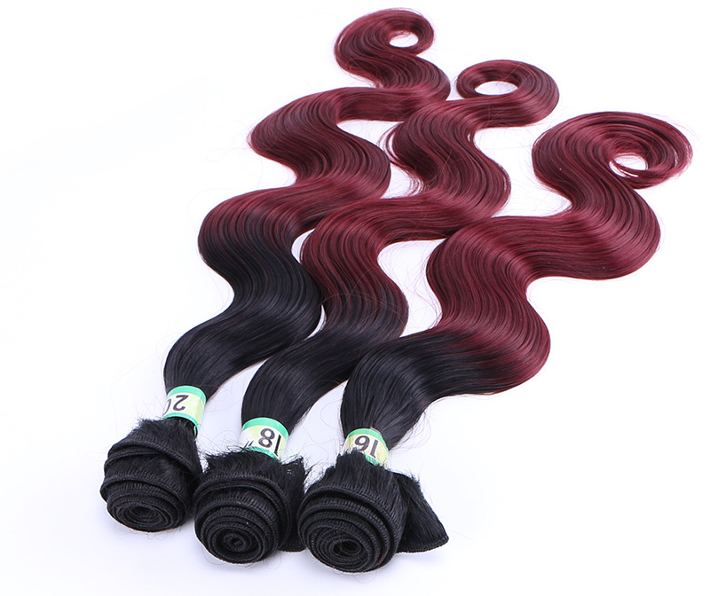 福盛瑞化纤发帘假发高温丝bodywave 1b 99j套装现货亚马逊货源