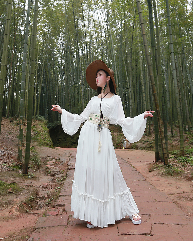 2017《露风》新款开衫连衣裙旅游度假长裙摆沙滩裙仙女飘逸