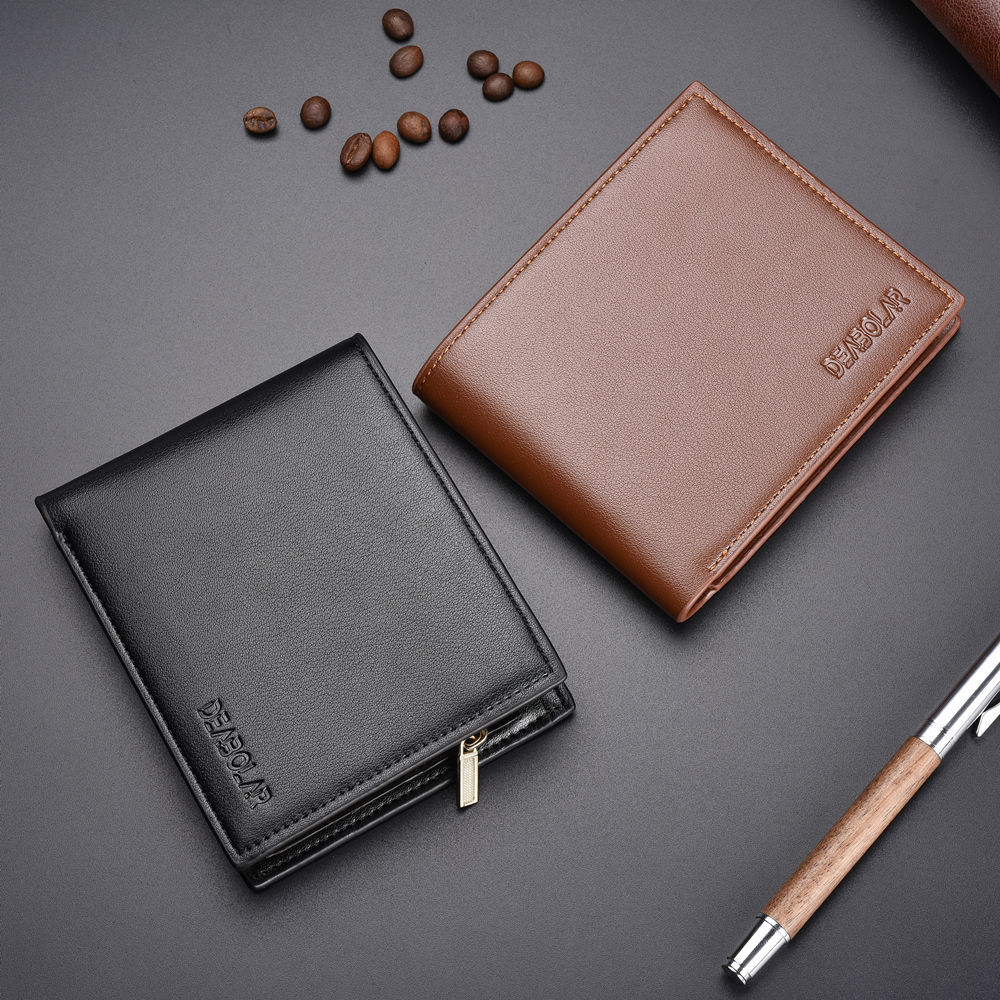 New Men's Short Wallet Korean Business Multi Card Slots Wallet Zipper Coin Purse Trifold Wallet Manufacturer Wholesale
