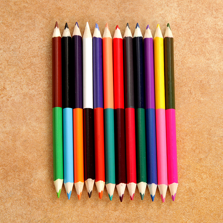 双色双头芯铅笔 木质粗杆铅笔两头芯彩铅 粗杆双色大笔 1cm大铅笔