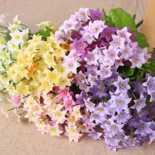 田园六角星花仿真花束家居饰品插花 假花绢花布艺花束