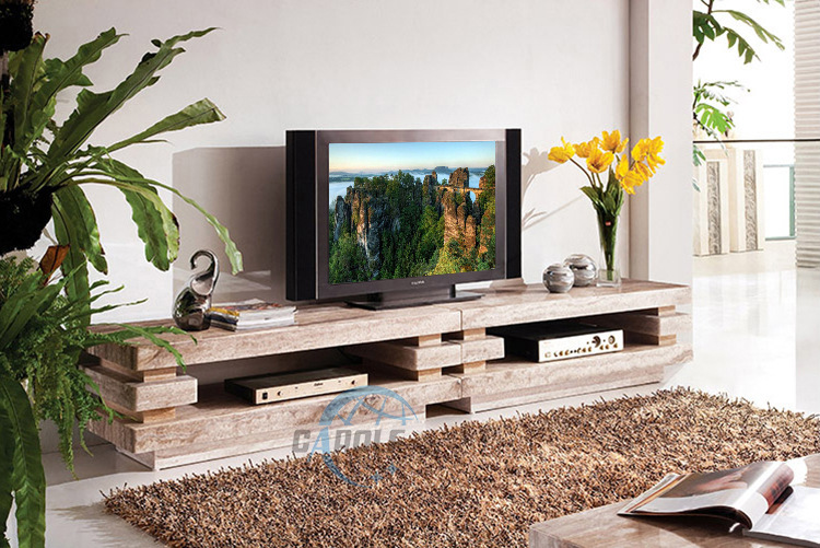 进口天然大理石电视柜 全洞石客厅家具 高档洞石电视柜茶几 批发